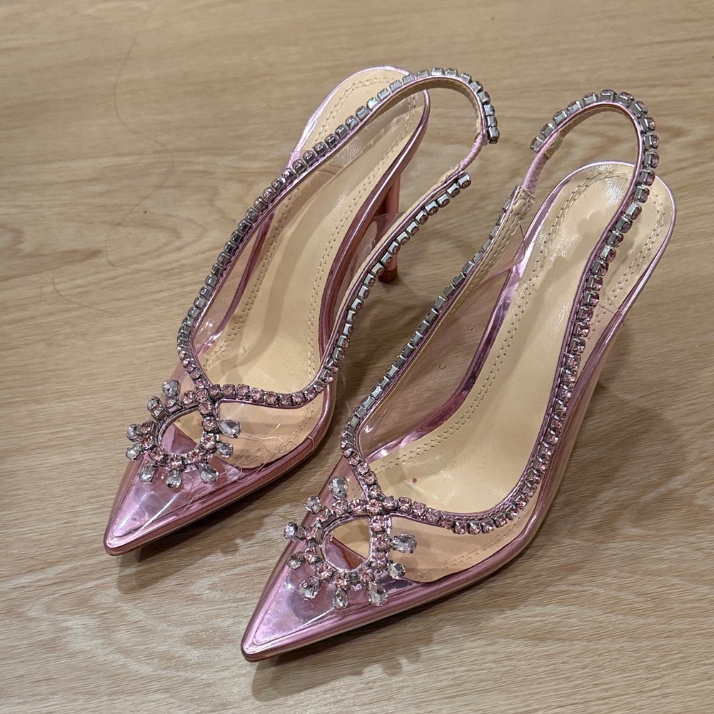 Aquazzura Pink Crystal Embellished Heels